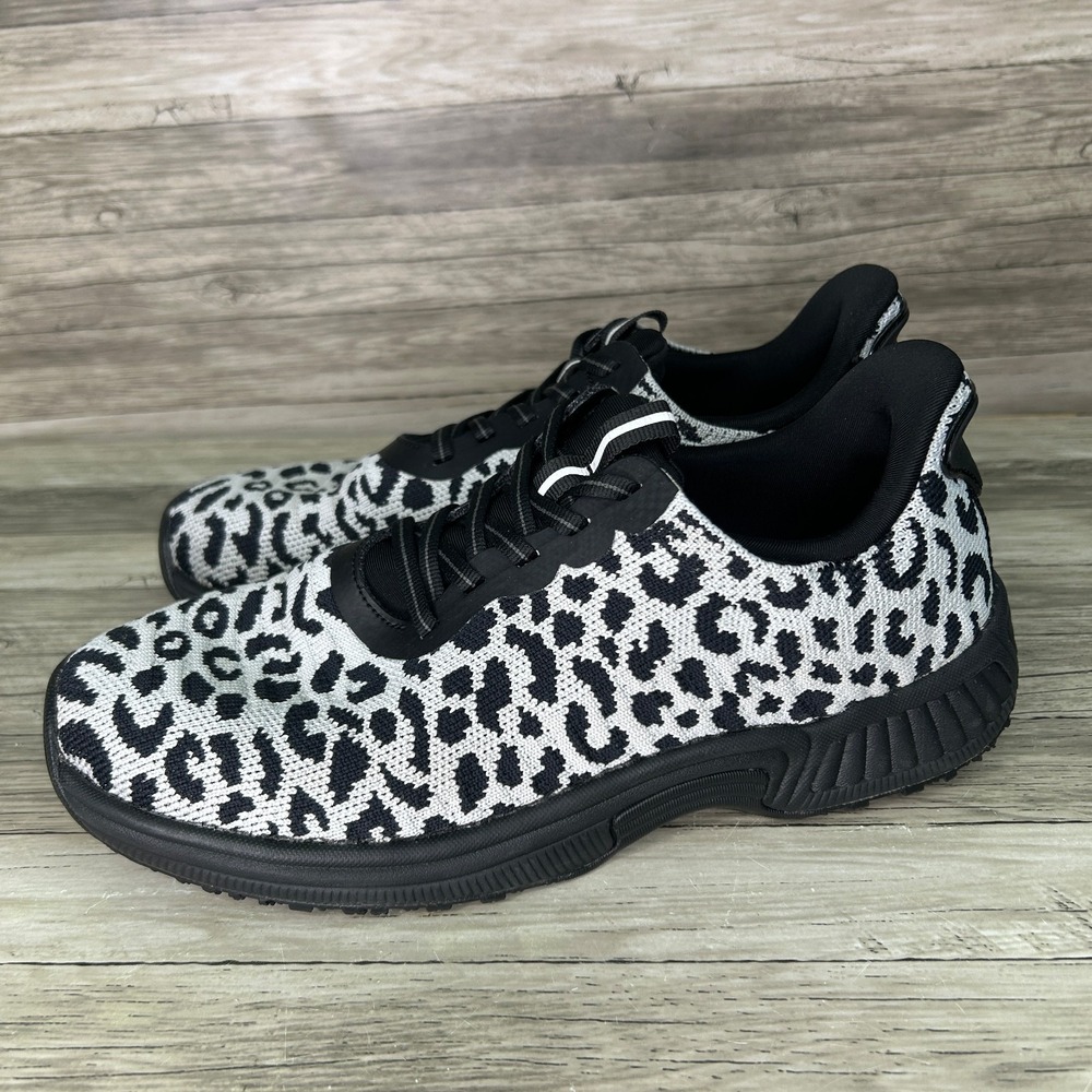 Orthofeet Kita Hands-Free Womens 8 Snow Leopard Low Top Comfort Sneakers
